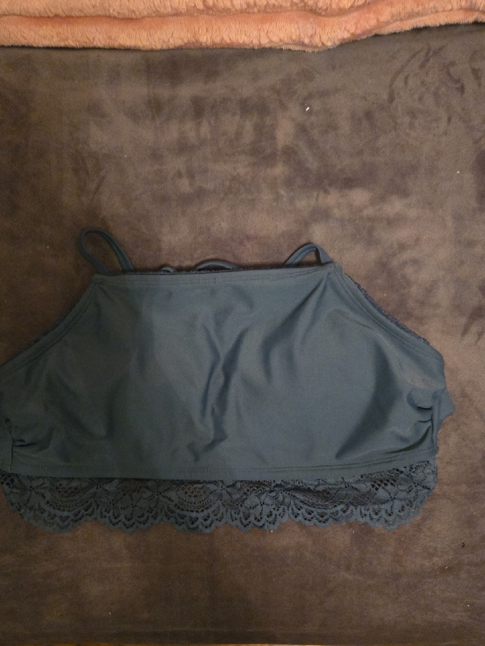 Lace-Trim Bikini Top in Deep Teal